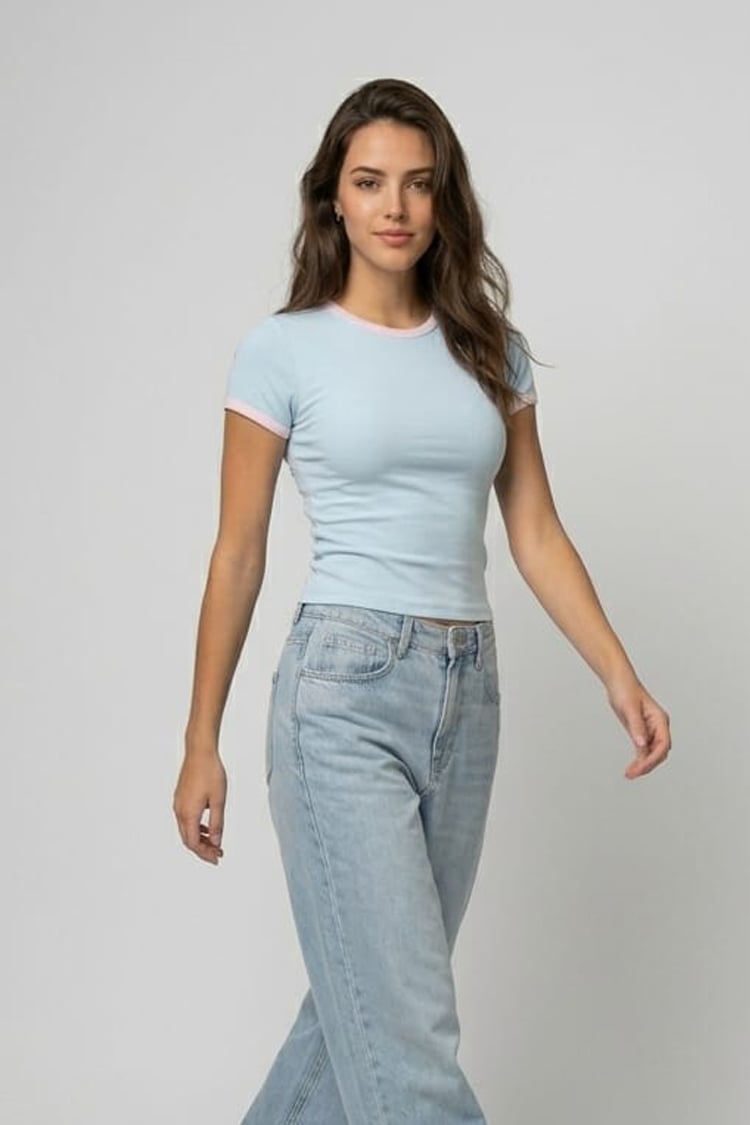 Ringer Baby tee - Baby blue - Image 2