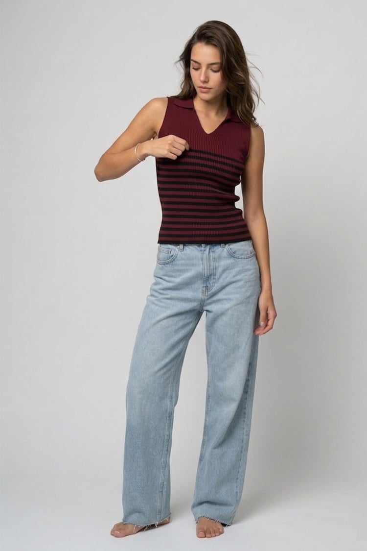 Bumblebee knit polo - Burgundy - Image 2