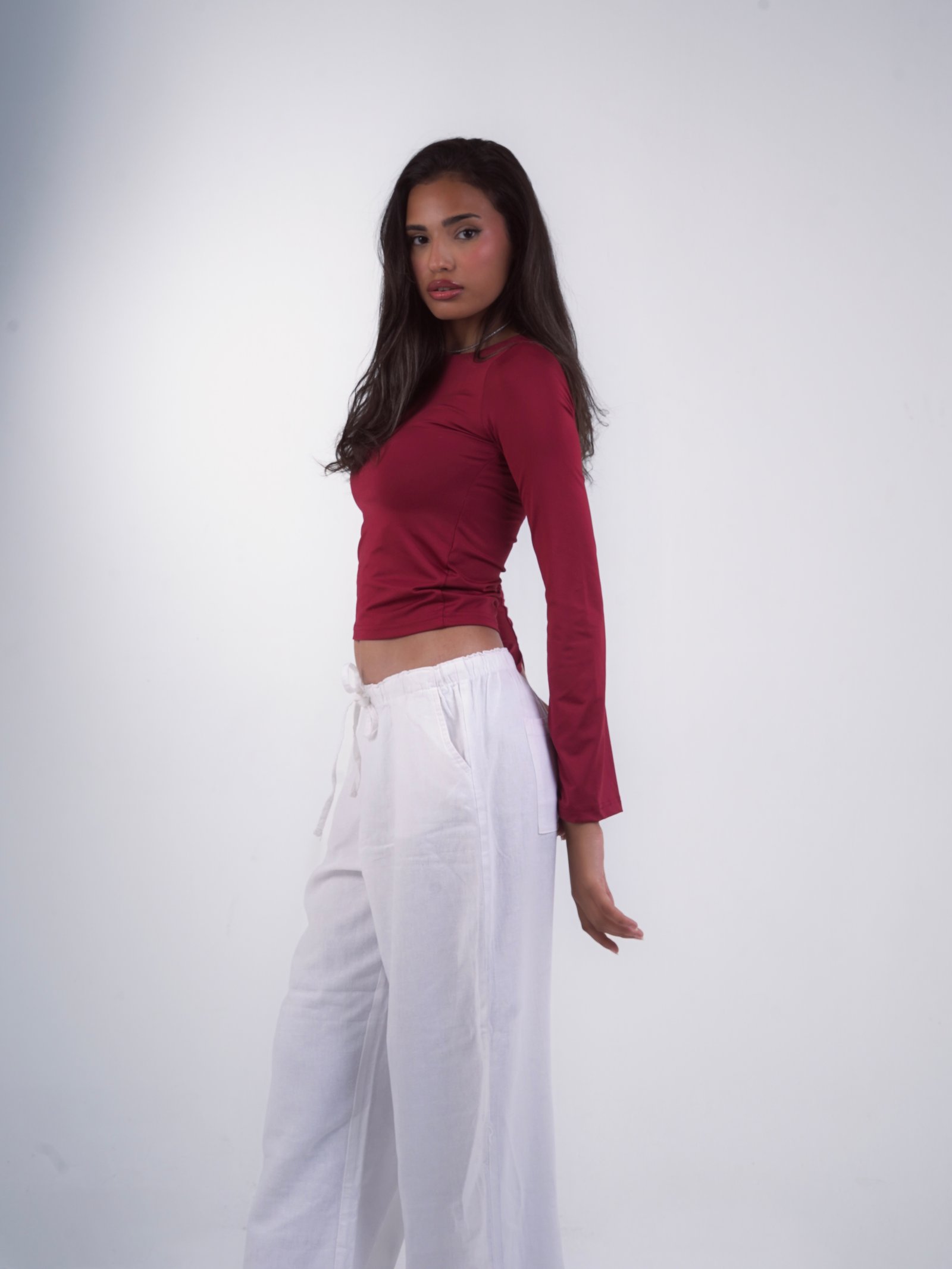 Burgundy Long Sleeves Top - صورة 5