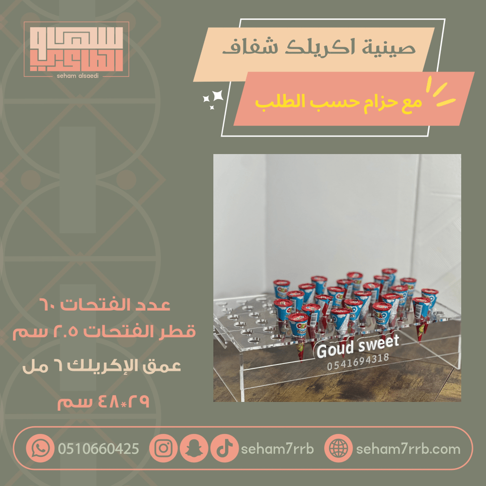 صينية اكريلك شفاف ٦٠ فتحة قطر ٢.٥ سم - صورة 2