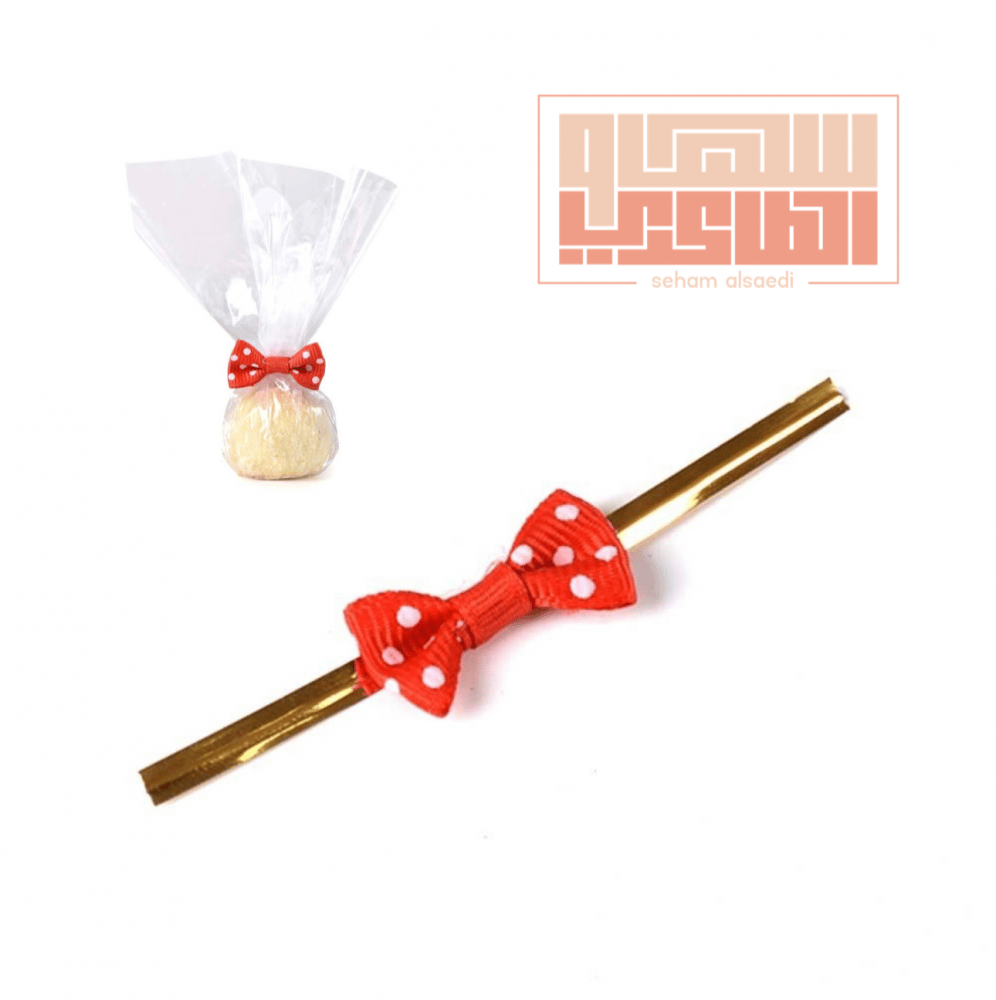 اعواد  ربط ب فيونكة - احمر - صورة 1