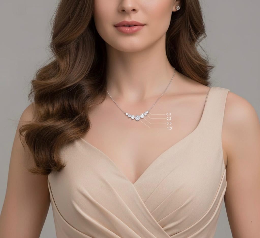 عقد مويسانيت (Moissanite) 7 أحجار متدرجة | D/VVS | فضة 925 - Image 2