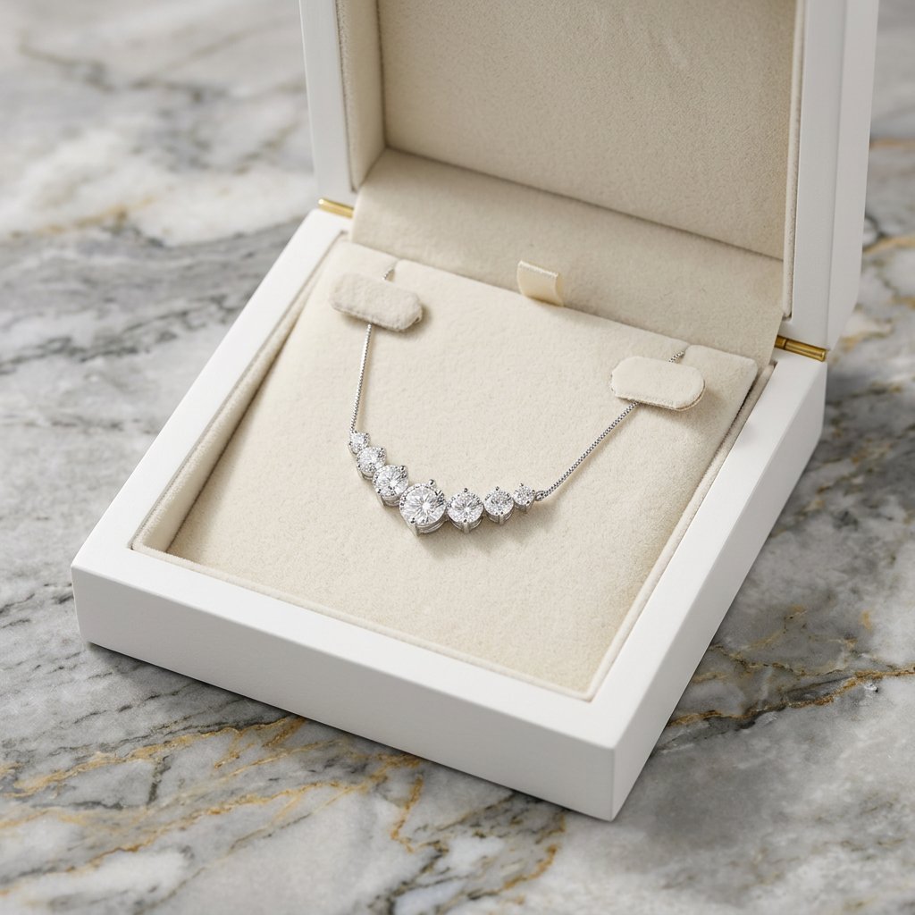 عقد مويسانيت (Moissanite) 7 أحجار متدرجة | D/VVS | فضة 925 - Image 4