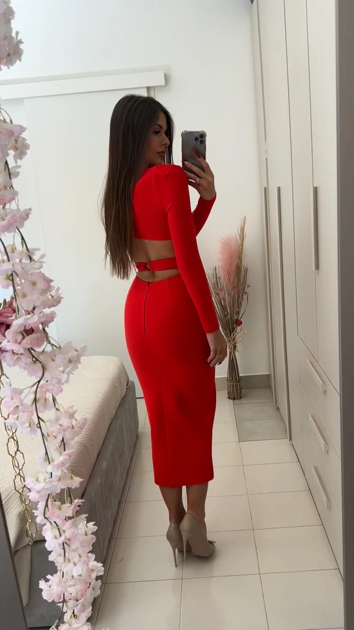 فستان بأكمام طويلة للركبة - صورة 3