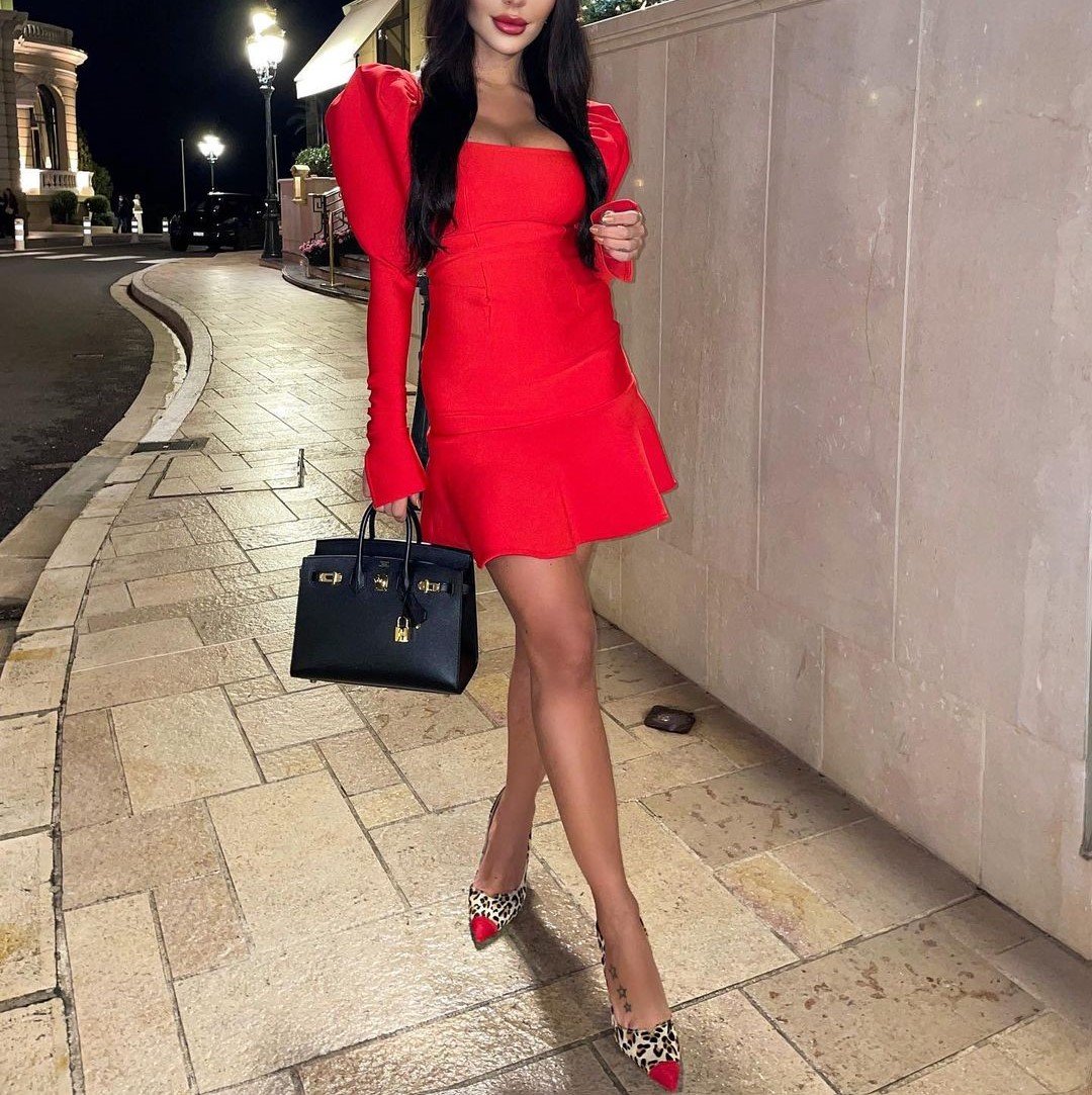 فستان بأكمام طويلة قصير - صورة 4