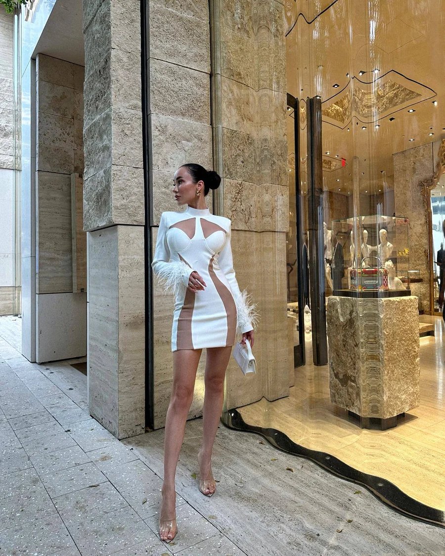 فستان بأكمام طويلة مشد قصير - صورة 6