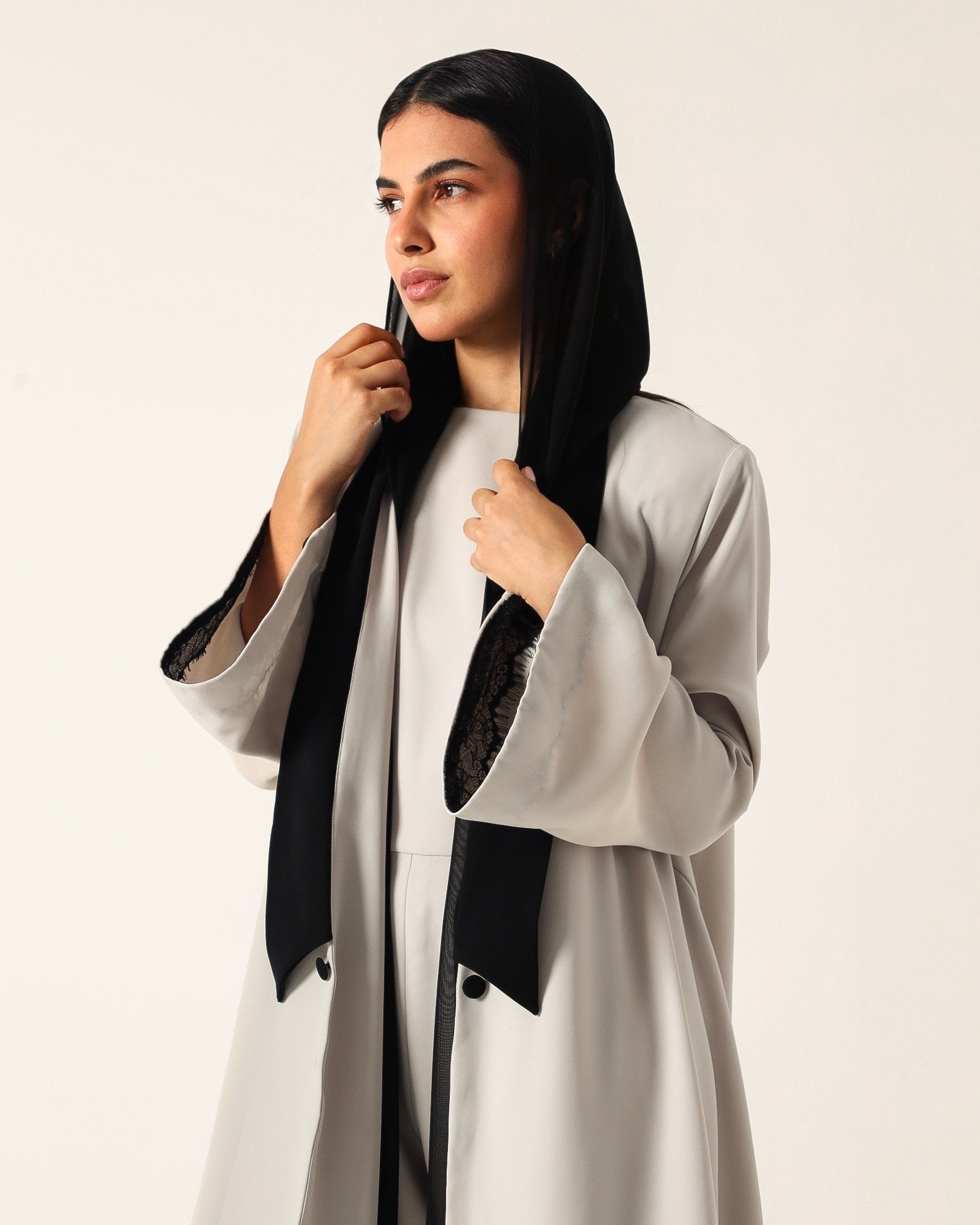 Greige & Black Abaya - Image 2