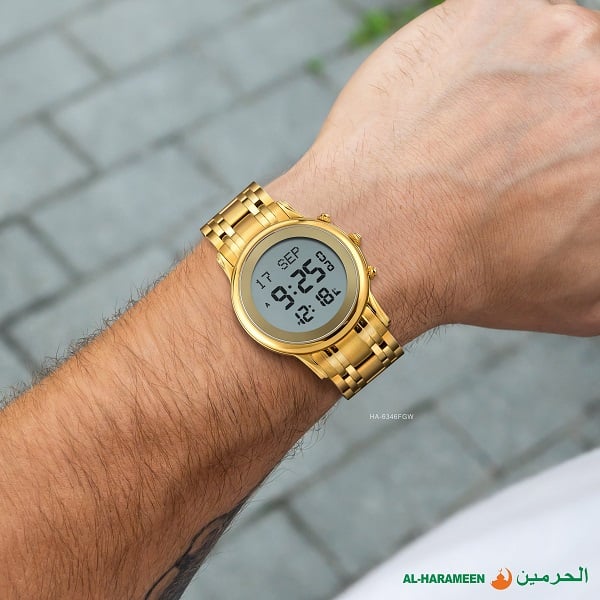 Al-Harameen Men's Wrist Watch HA-6346- Gold - Image 2