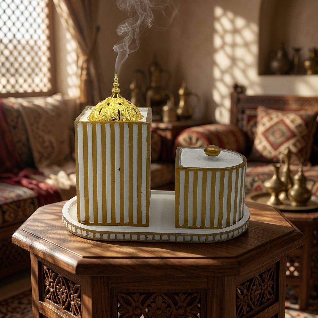 طقم مبخره وعلبة عود 77 أبيض - صورة 3