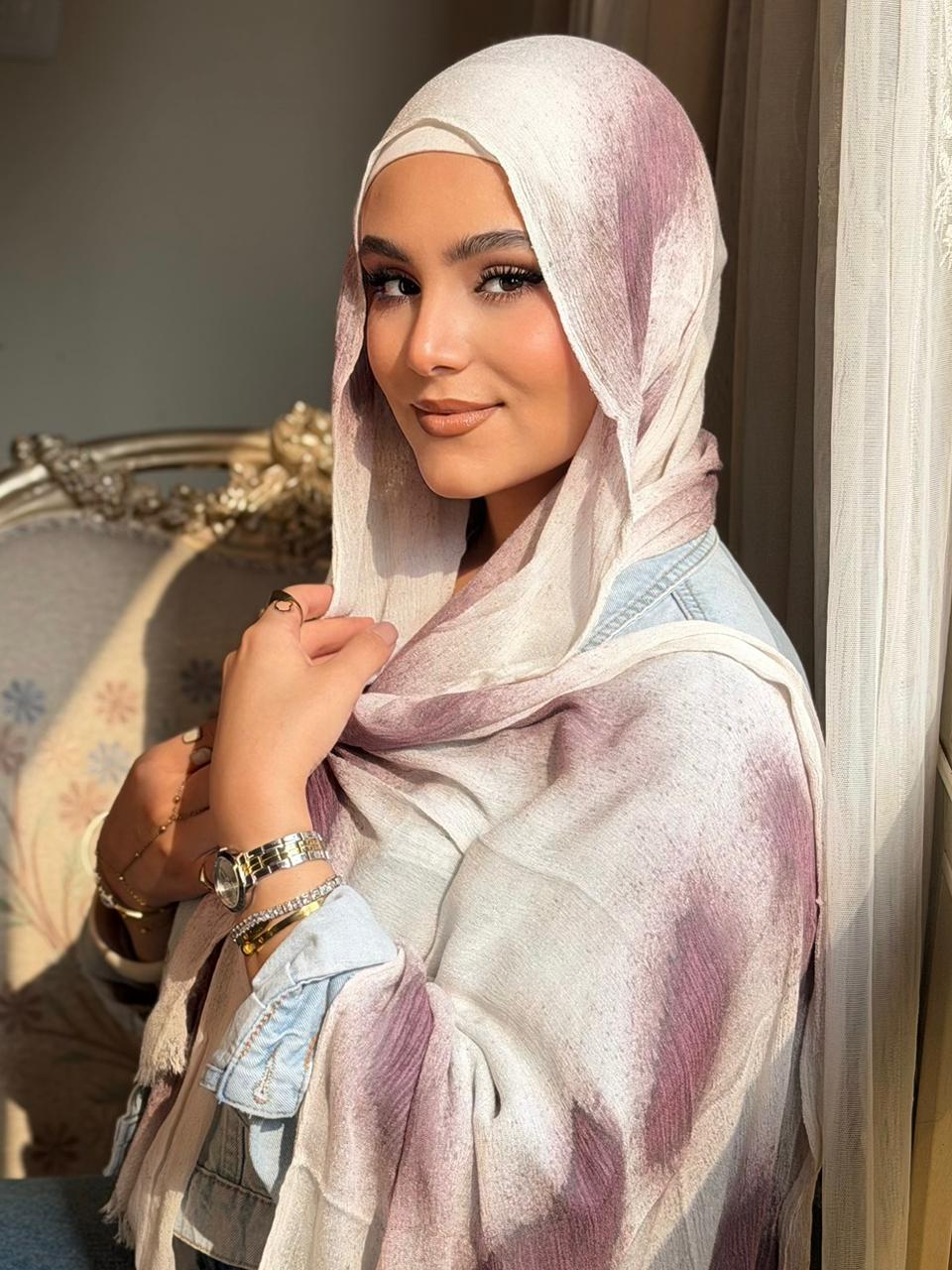 طرحة قطن ناعم بتأثير رخامي متدرج - صورة 8
