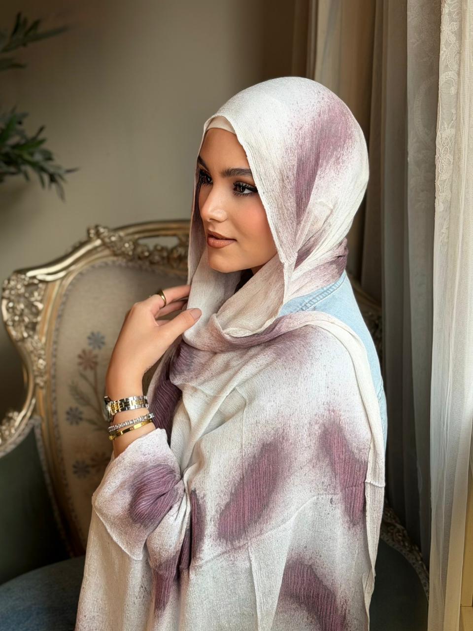 طرحة قطن ناعم بتأثير رخامي متدرج - صورة 3