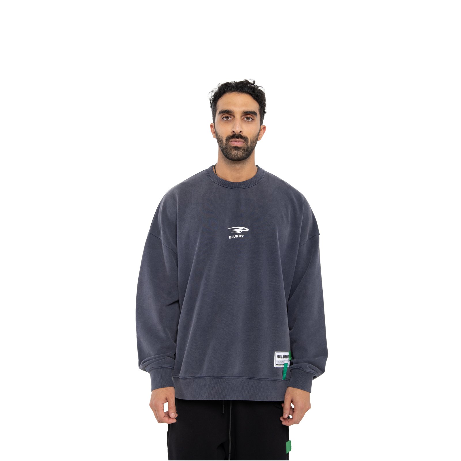 Dark Blue Sweatshirt with Layered Logo Print (Unisex) - صورة 4