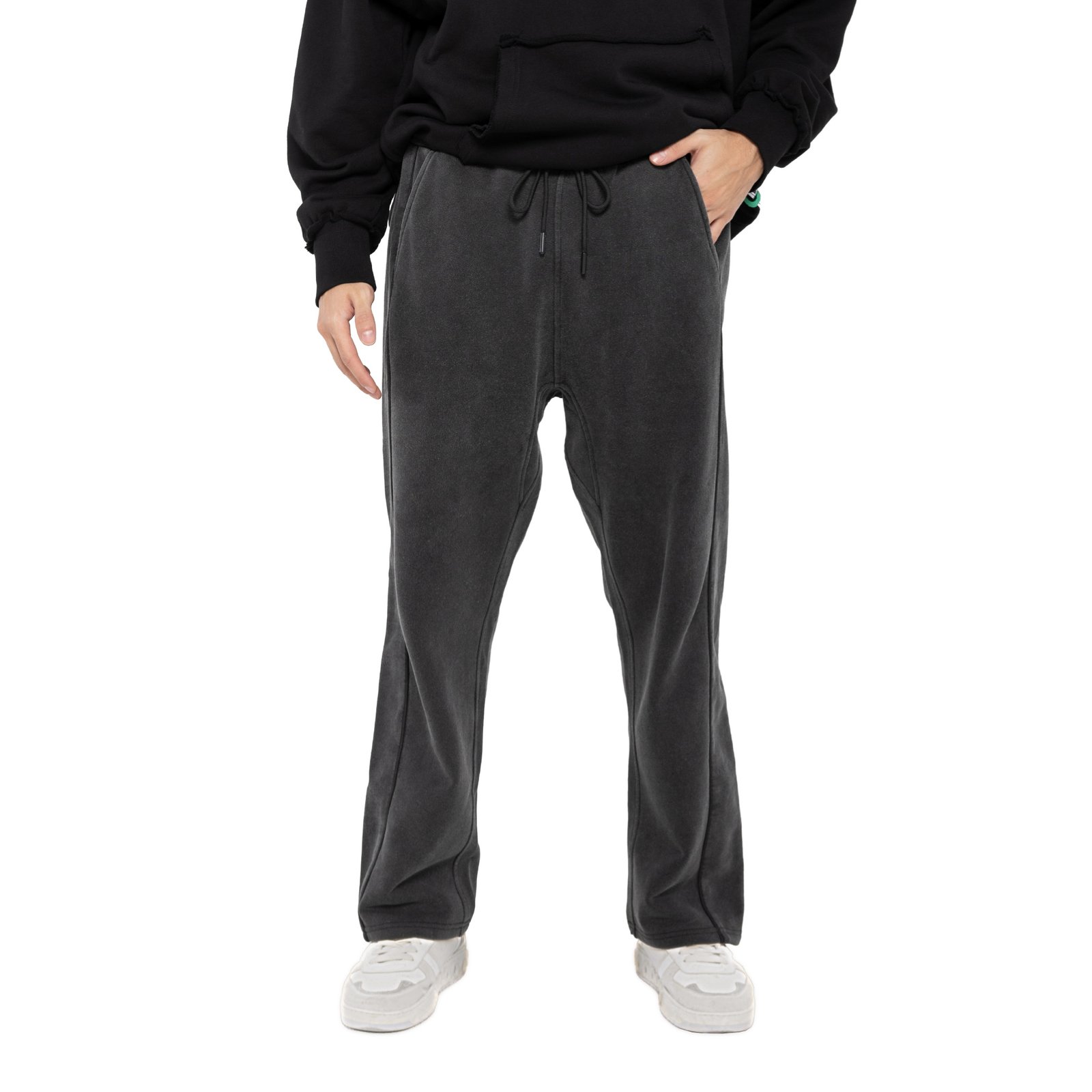 Pattern Washed Black Sweatpants - Image 2