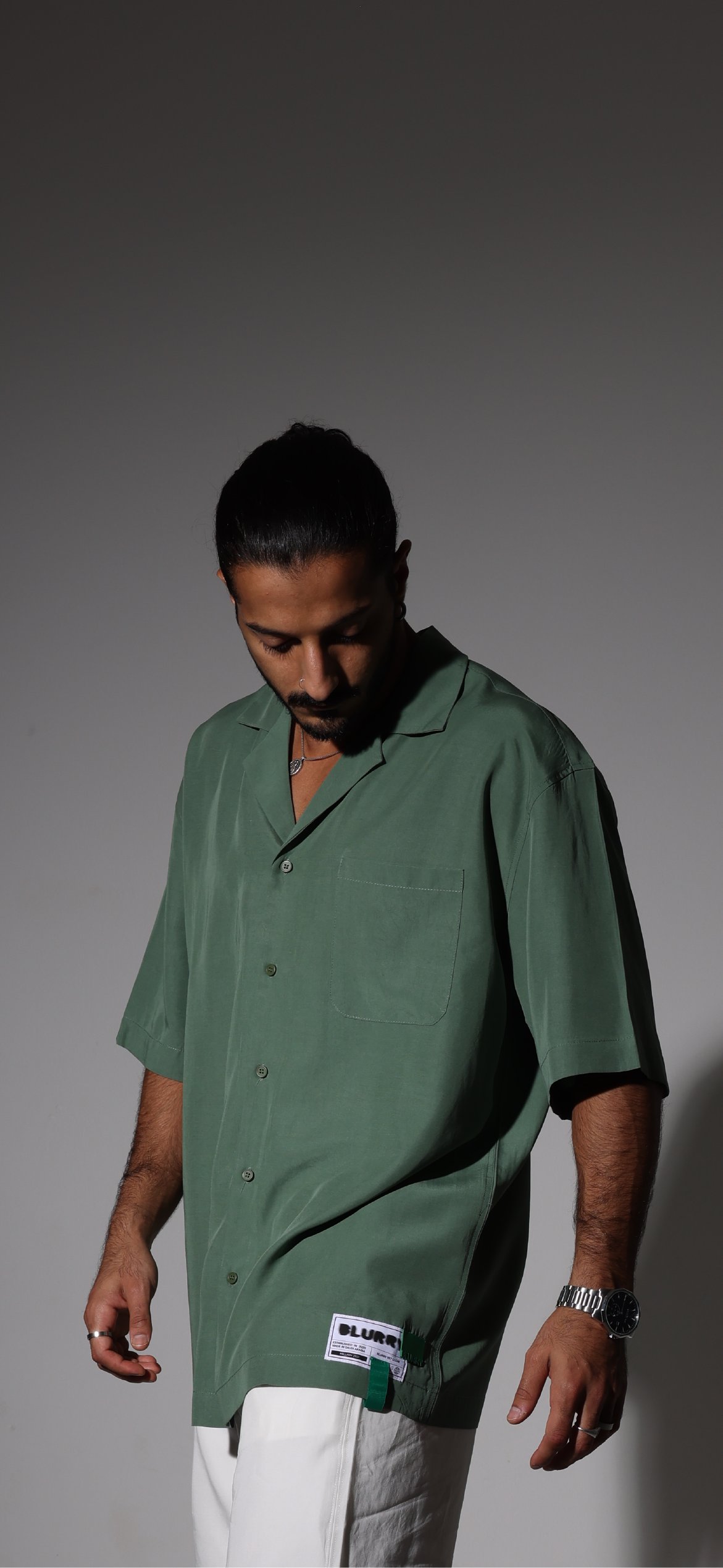 Oversized Green linen Shirt - Image 2