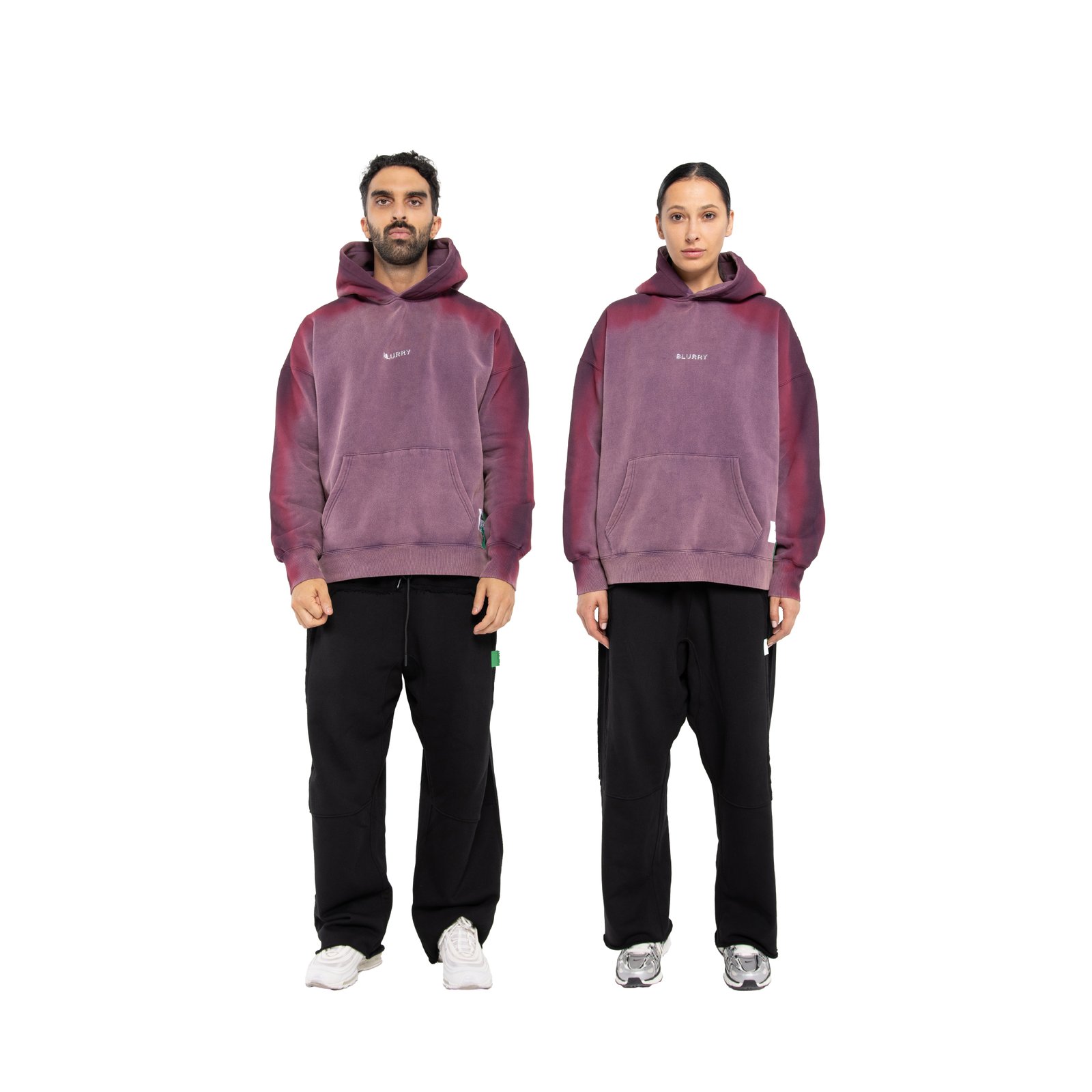 Purple Acid-Wash Hoodie With Spray Effect (Unisex) - صورة 2