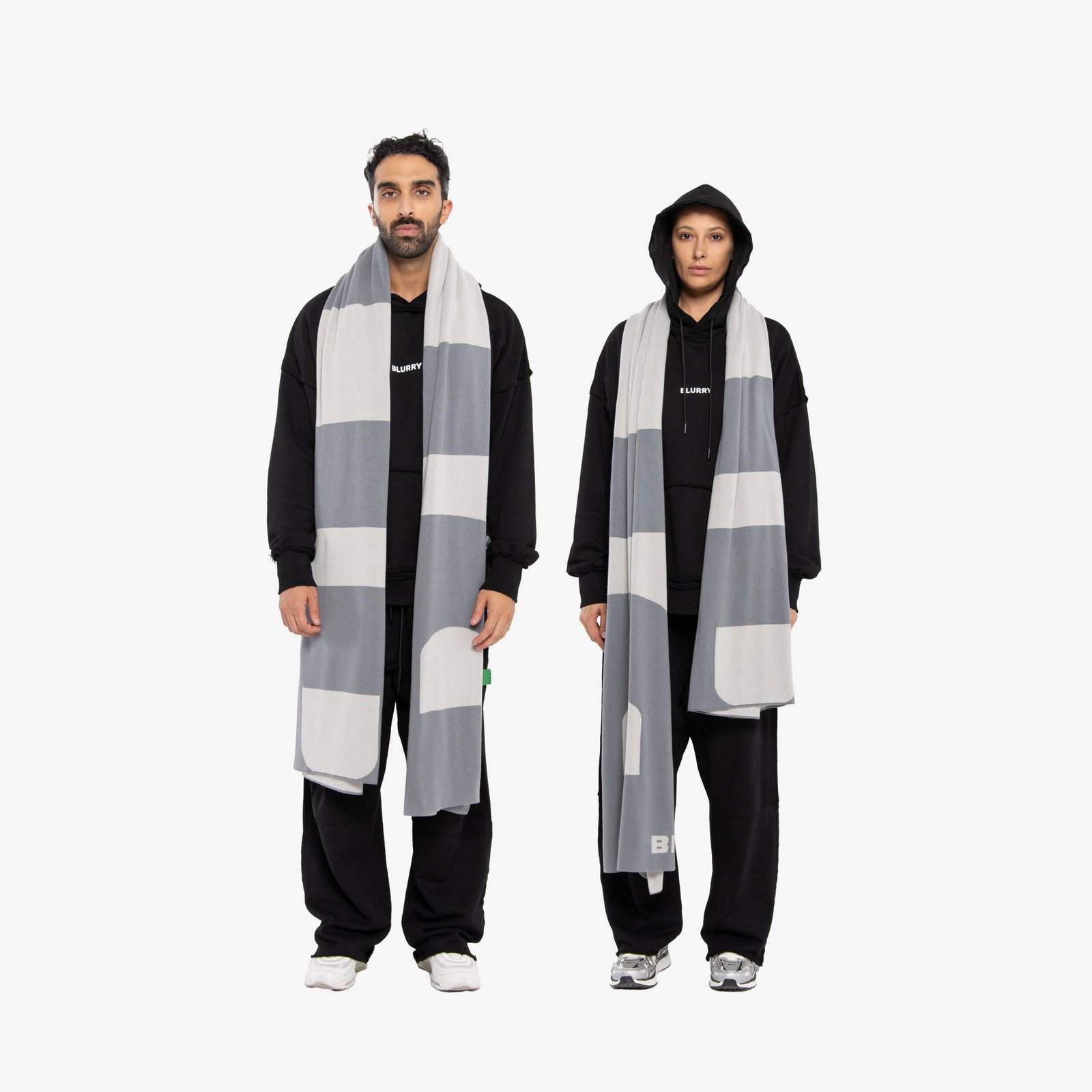 Grey Lettering Logo Double-Face Scarf - صورة 2