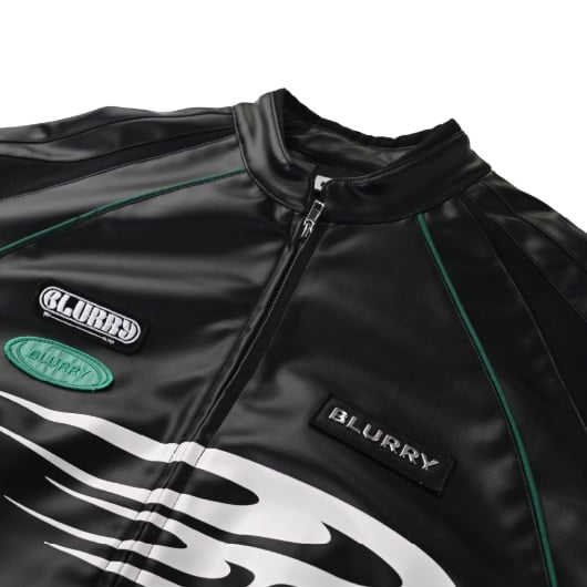Black leather racing jacket - صورة 4