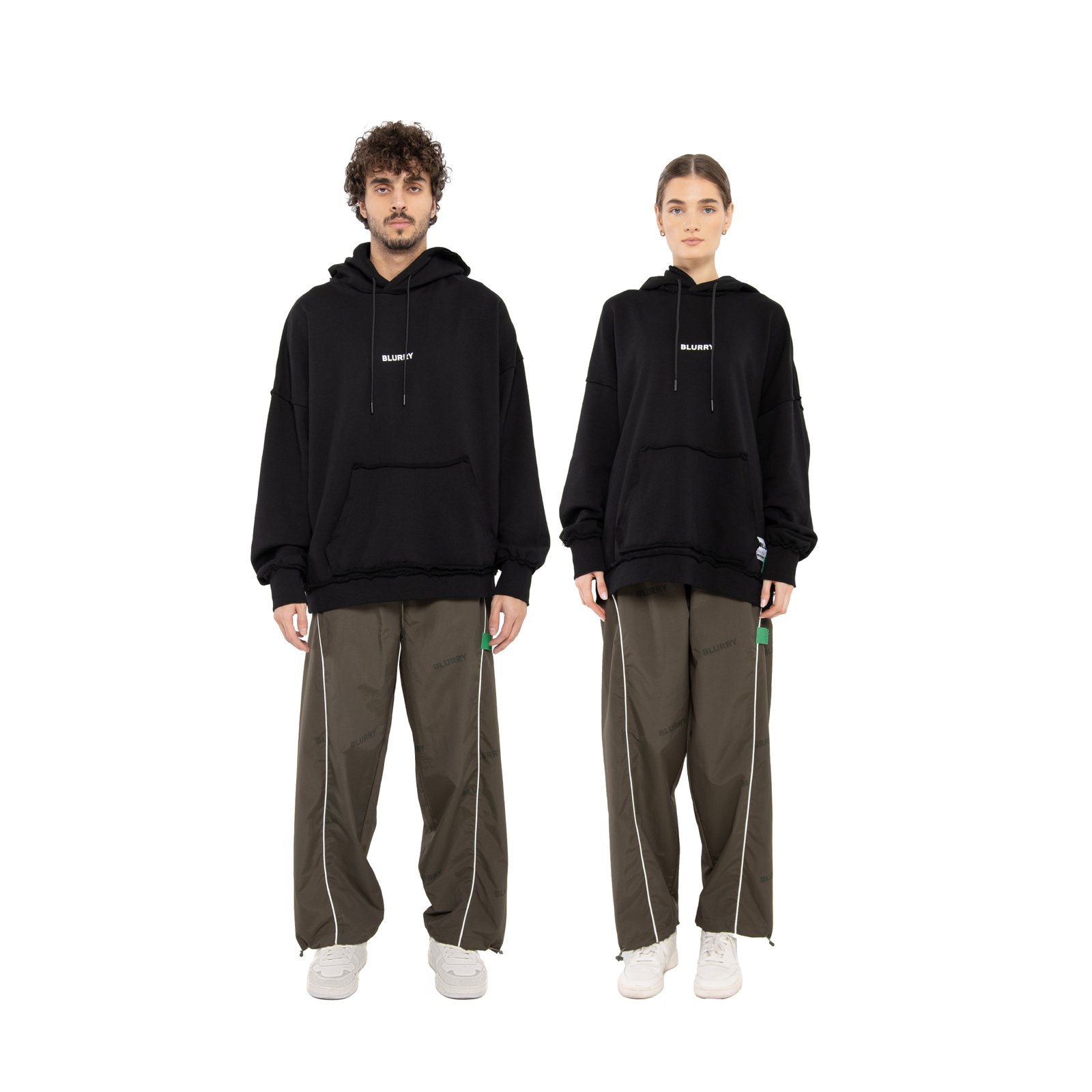 Khaki  Parachute Wide Leg With Logo Pattern (Unisex) - Image 3