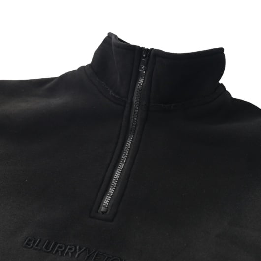Washed black quarter zip sweatshirt set - صورة 5