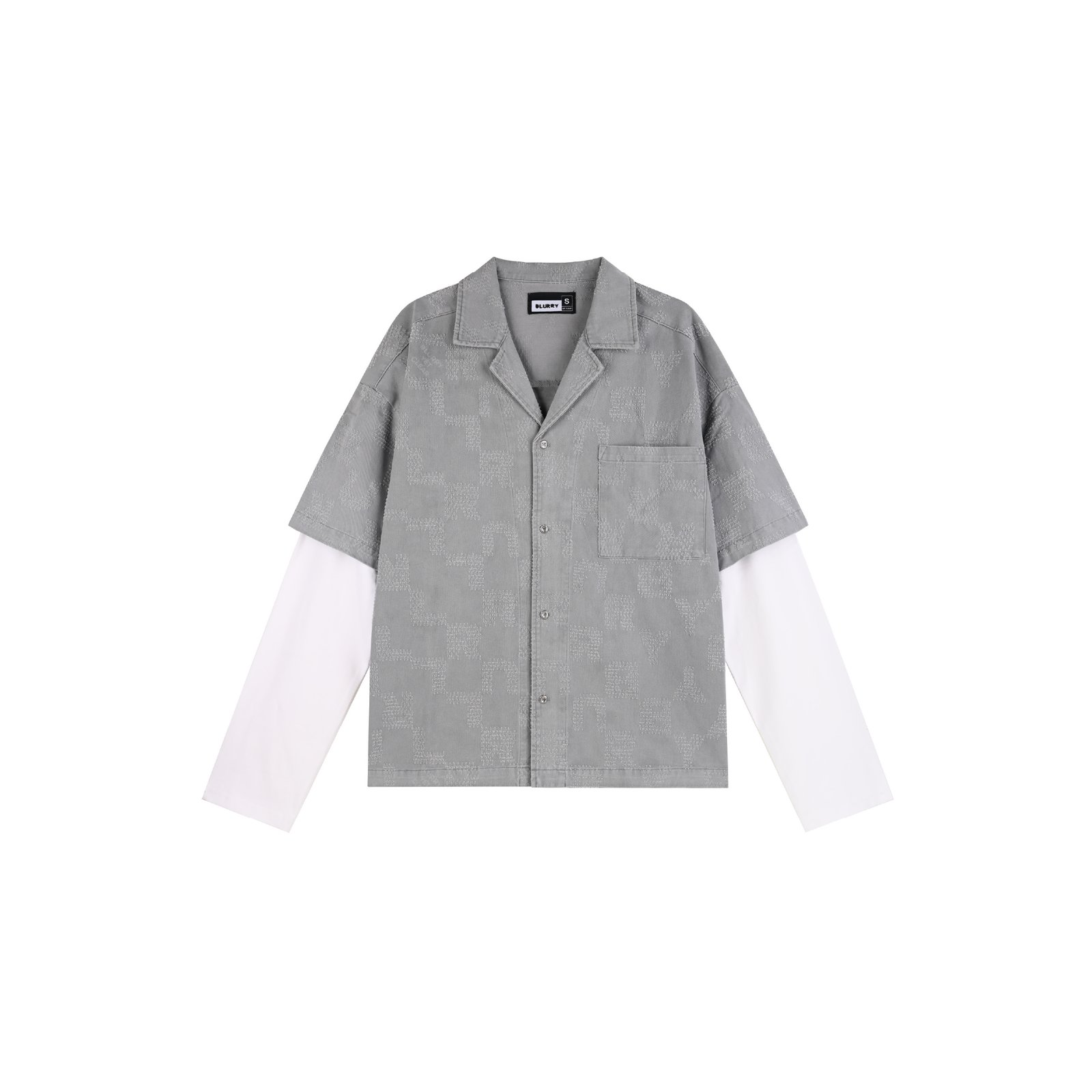 BLURRY pattern logo grey cotton shirt - Image 1