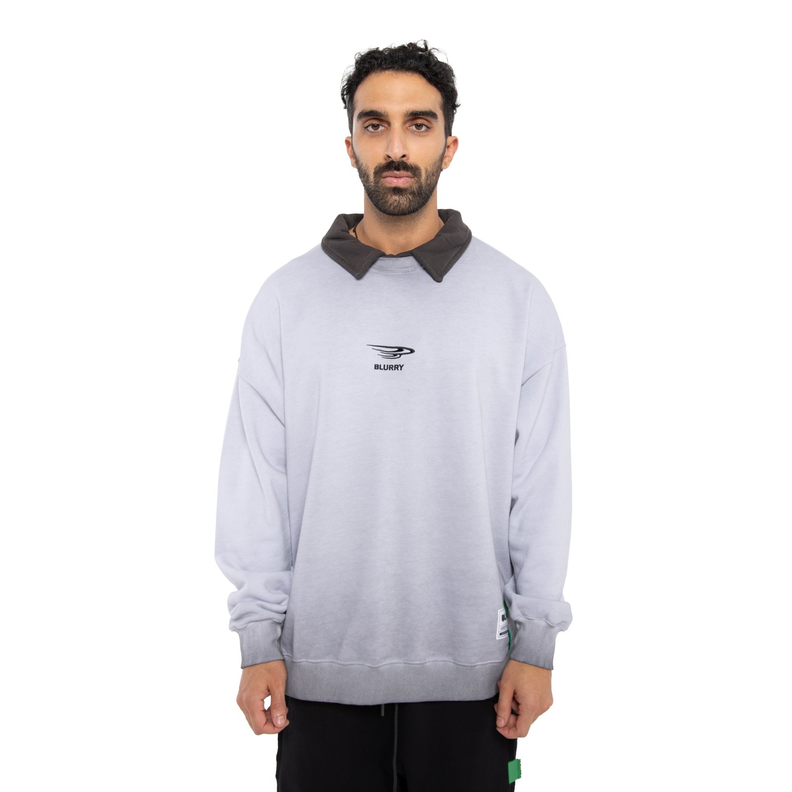 Grey Faded Layered Sweatshirt (Unisex) - صورة 2