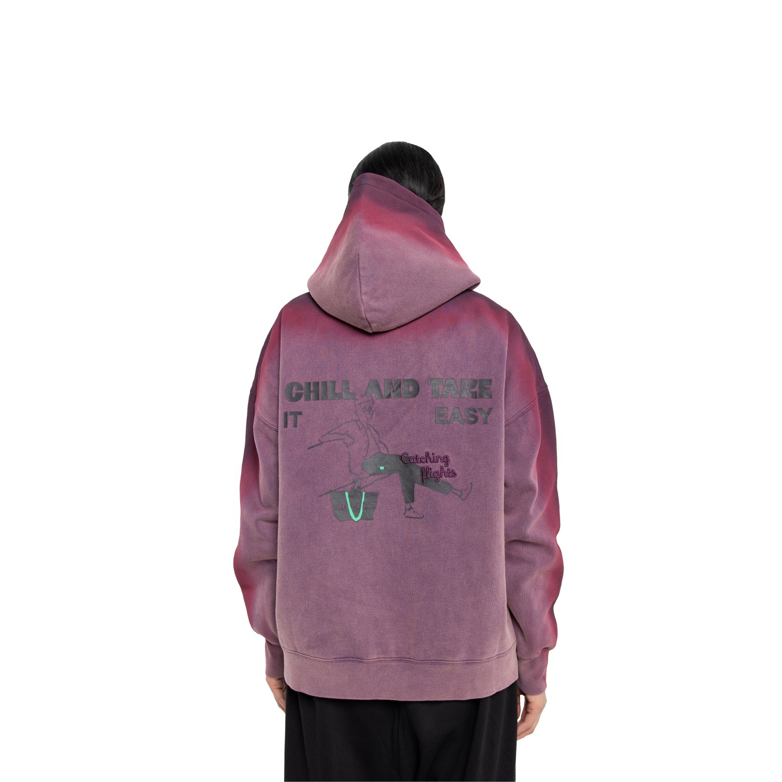 Purple Acid-Wash Hoodie With Spray Effect (Unisex) - Image 3