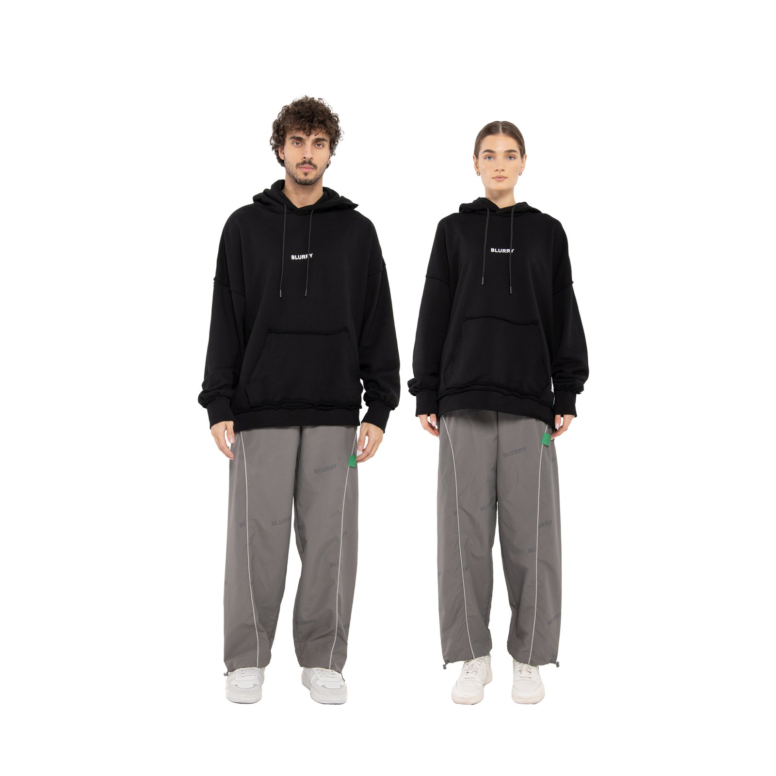 Grey Parachute Wide Leg With Logo Pattern (Unisex) - Image 3