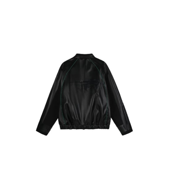 Black leather racing jacket - صورة 3