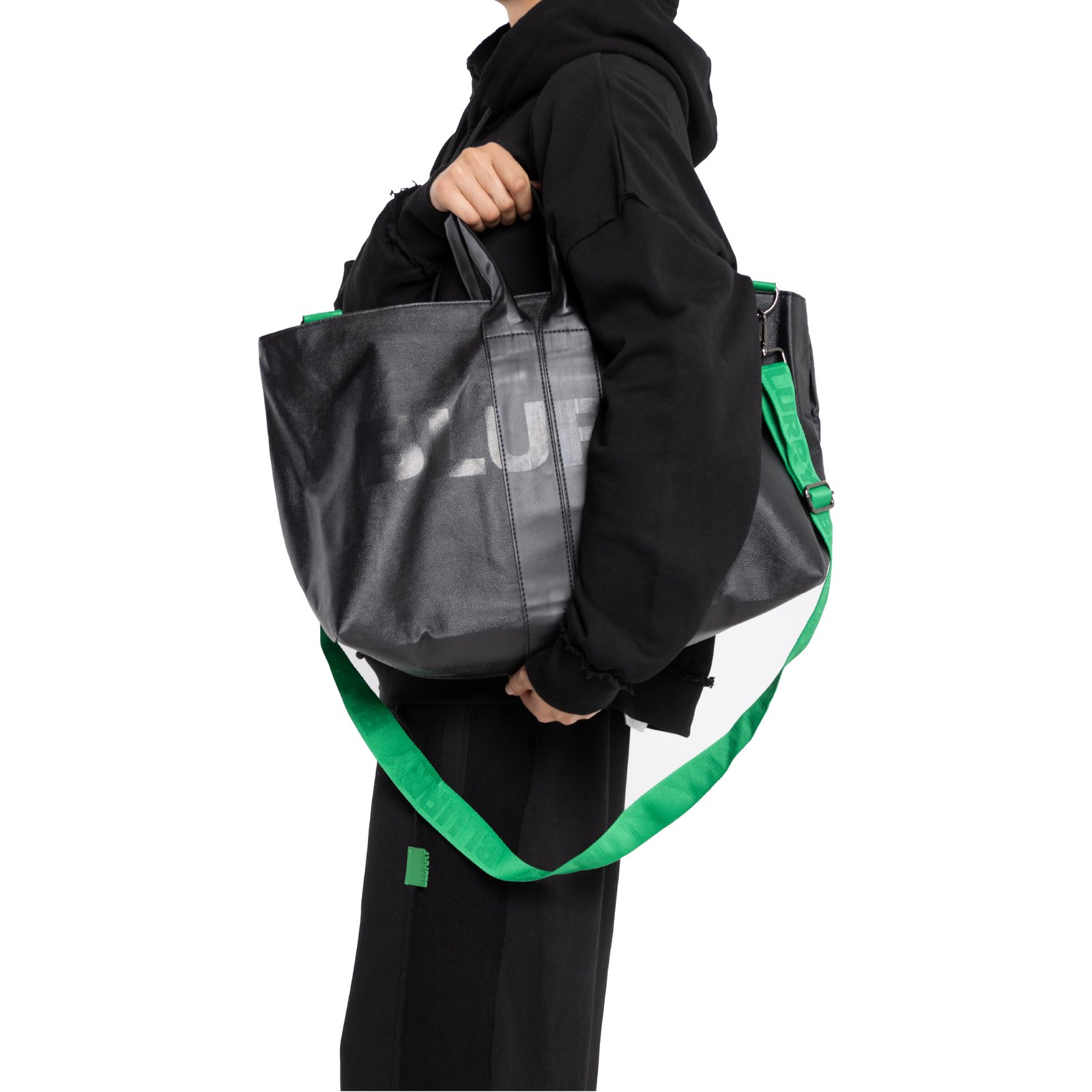 Black Duffle Leather Bag - Image 2