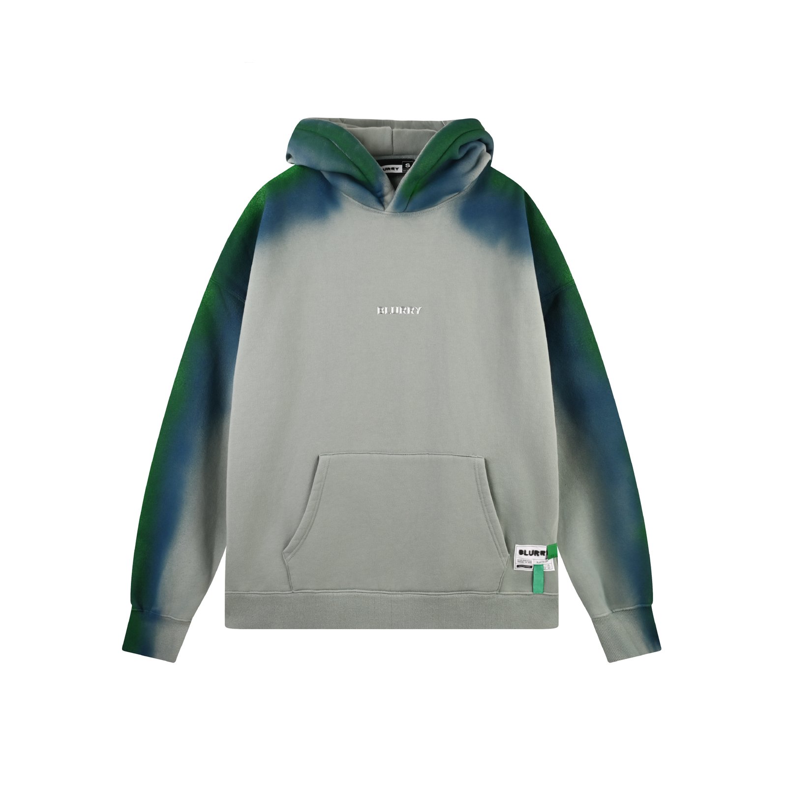 Green Acid-Wash Hoodie With Spray  Effect (Unisex) - Image 1