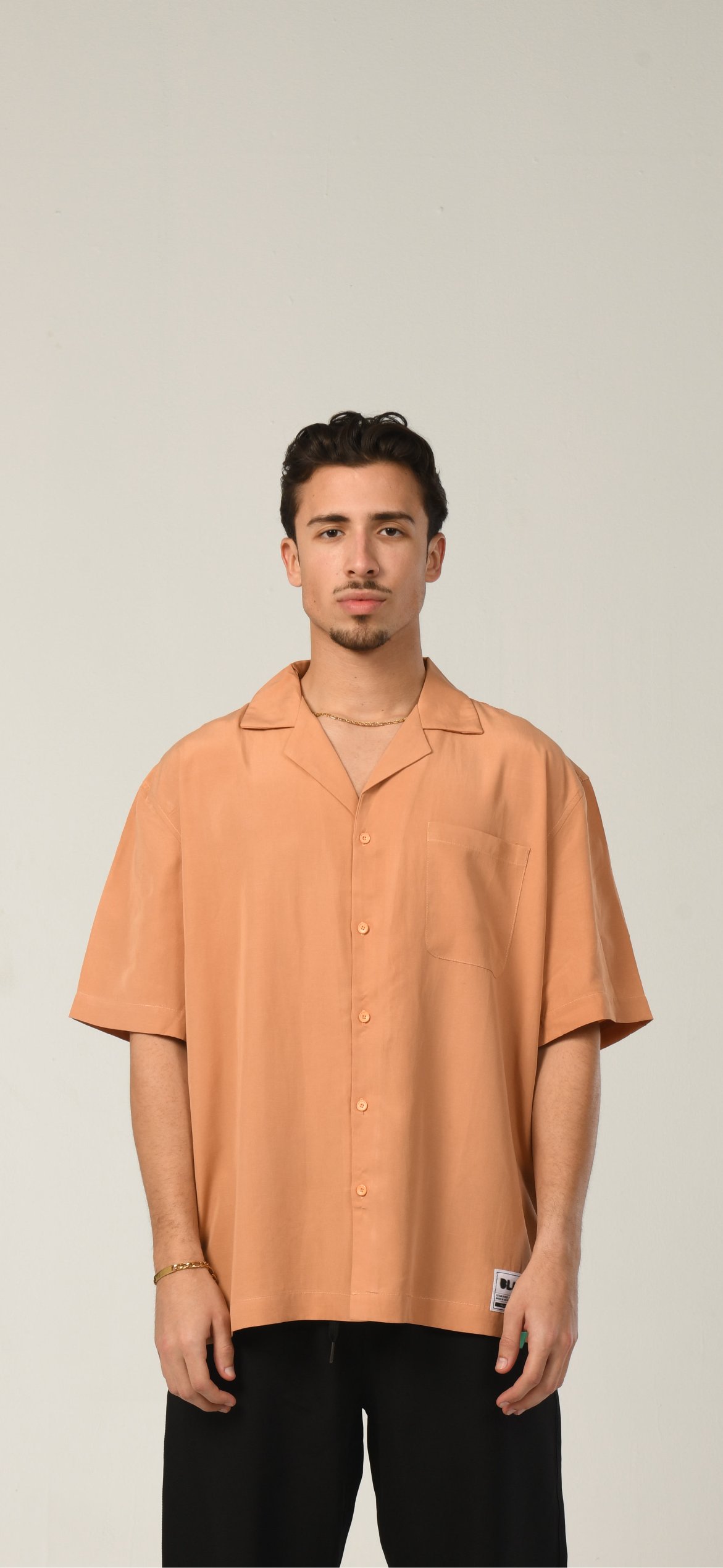 Oversized Clay Orange linen Shirt - Image 2