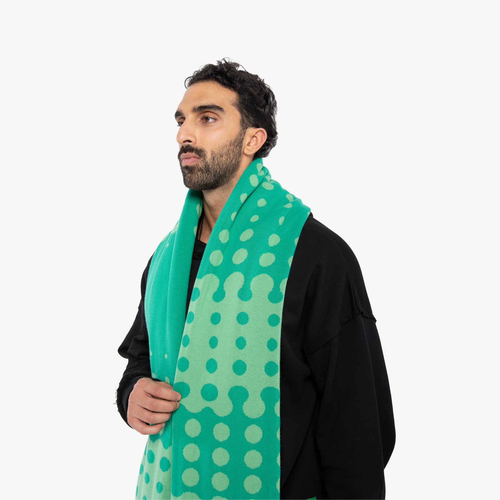 Green Dotted Logo Double-Face Scarf - Image 3