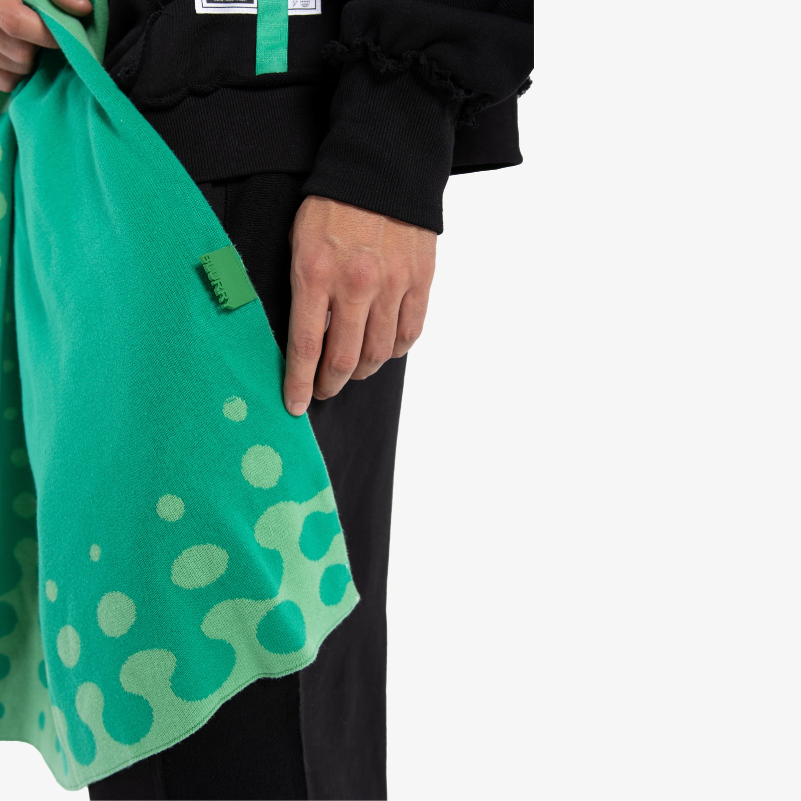 Green Dotted Logo Double-Face Scarf - Image 4