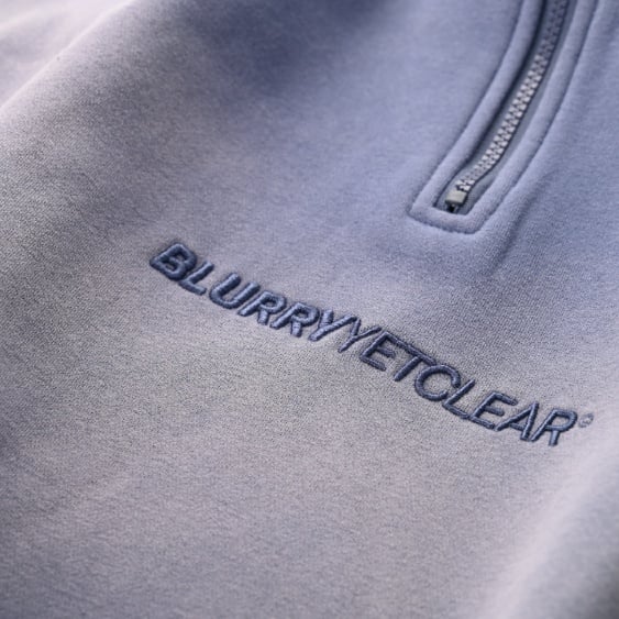 Washed blue quarter zip sweatshirt set - صورة 3