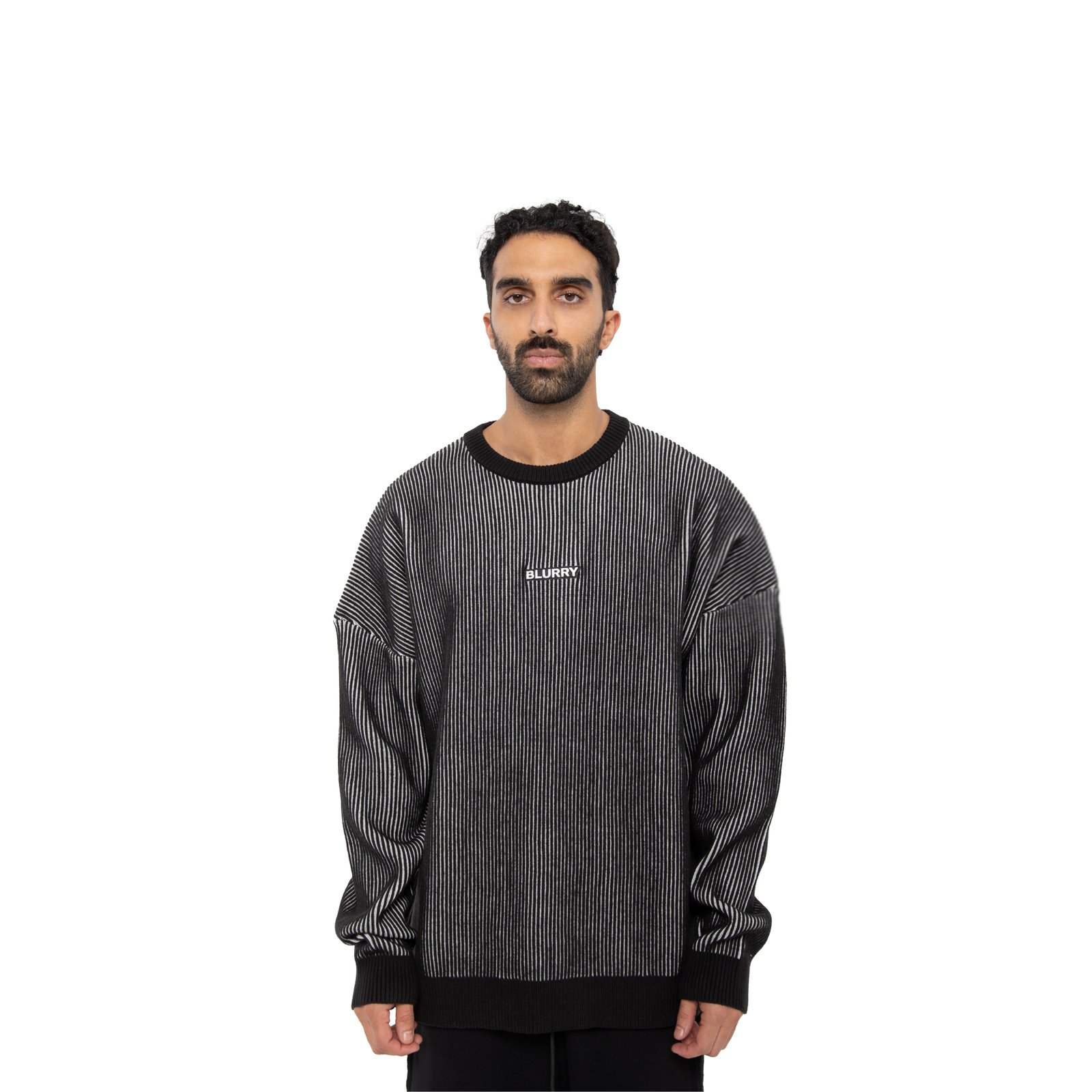 Black and White Knitted Sweater With B-Logo ( Unisex ) - Image 3