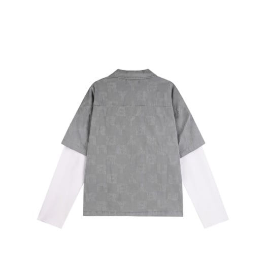 BLURRY pattern logo grey cotton shirt - Image 3