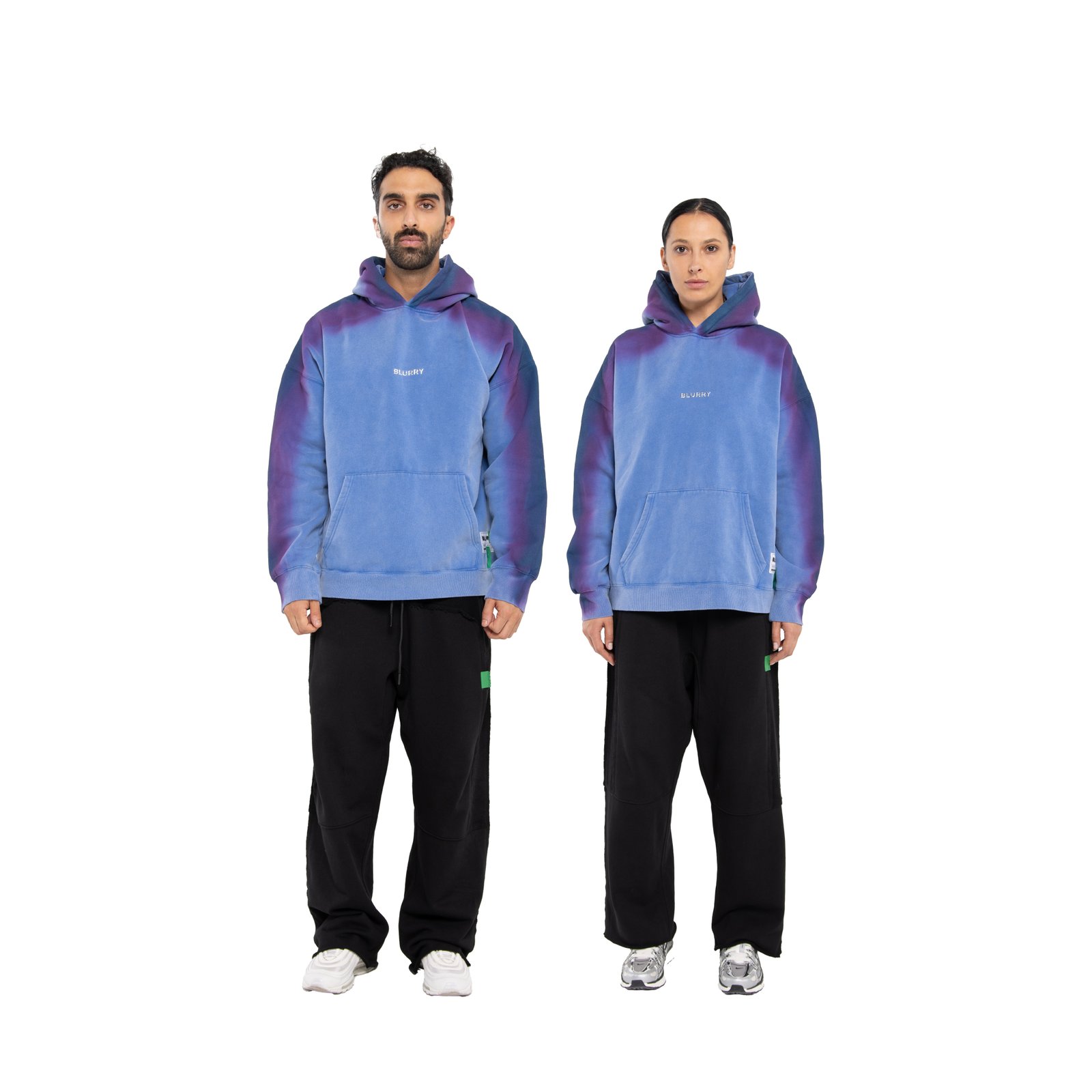 Blue Acid-Wash Hoodie With Spray  Effect ( Unisex ) - صورة 2