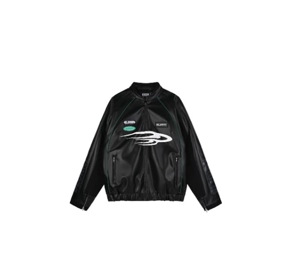Black leather racing jacket - Image 1