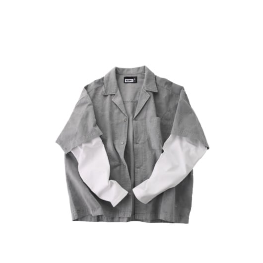 BLURRY pattern logo grey cotton shirt - Image 2