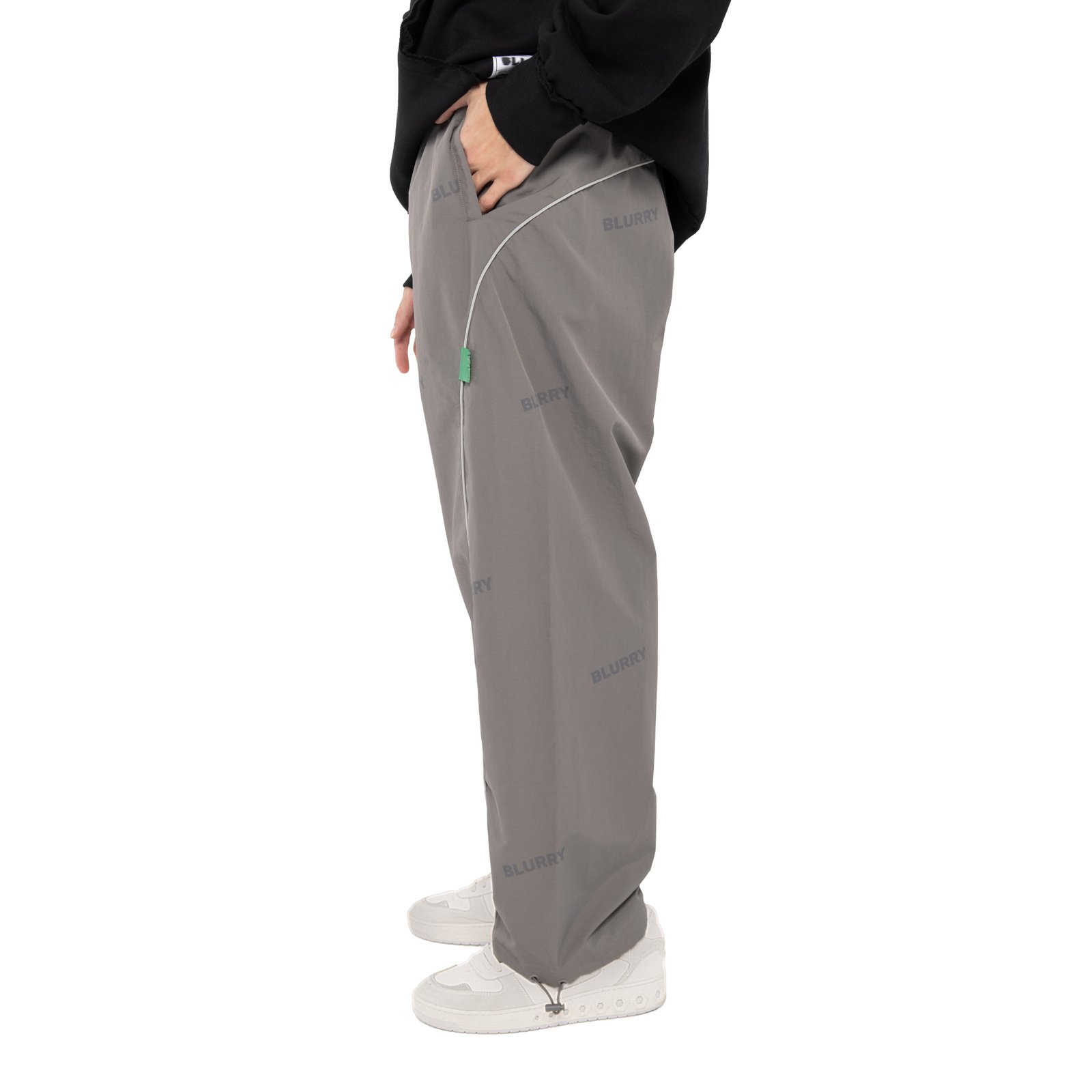 Grey Parachute Wide Leg With Logo Pattern (Unisex) - صورة 5