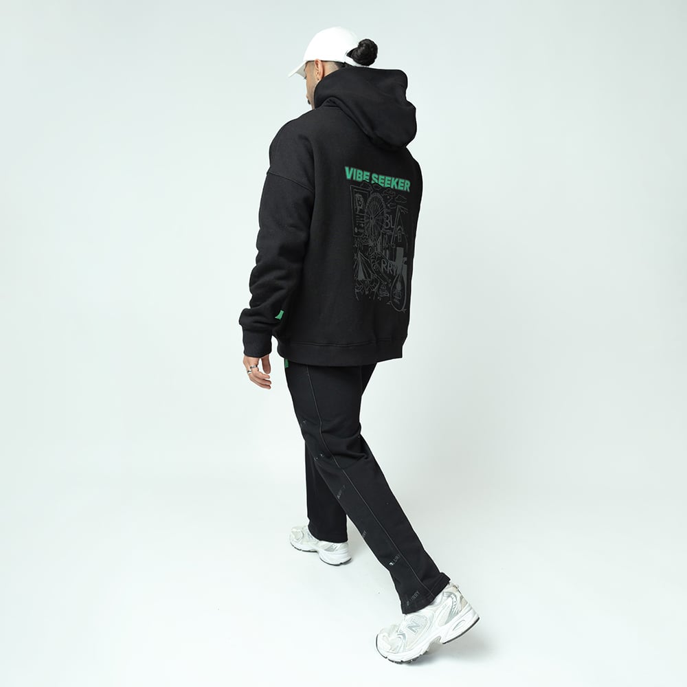 Vibe Seeker Black Hoodie ( Unisex ) - Image 4
