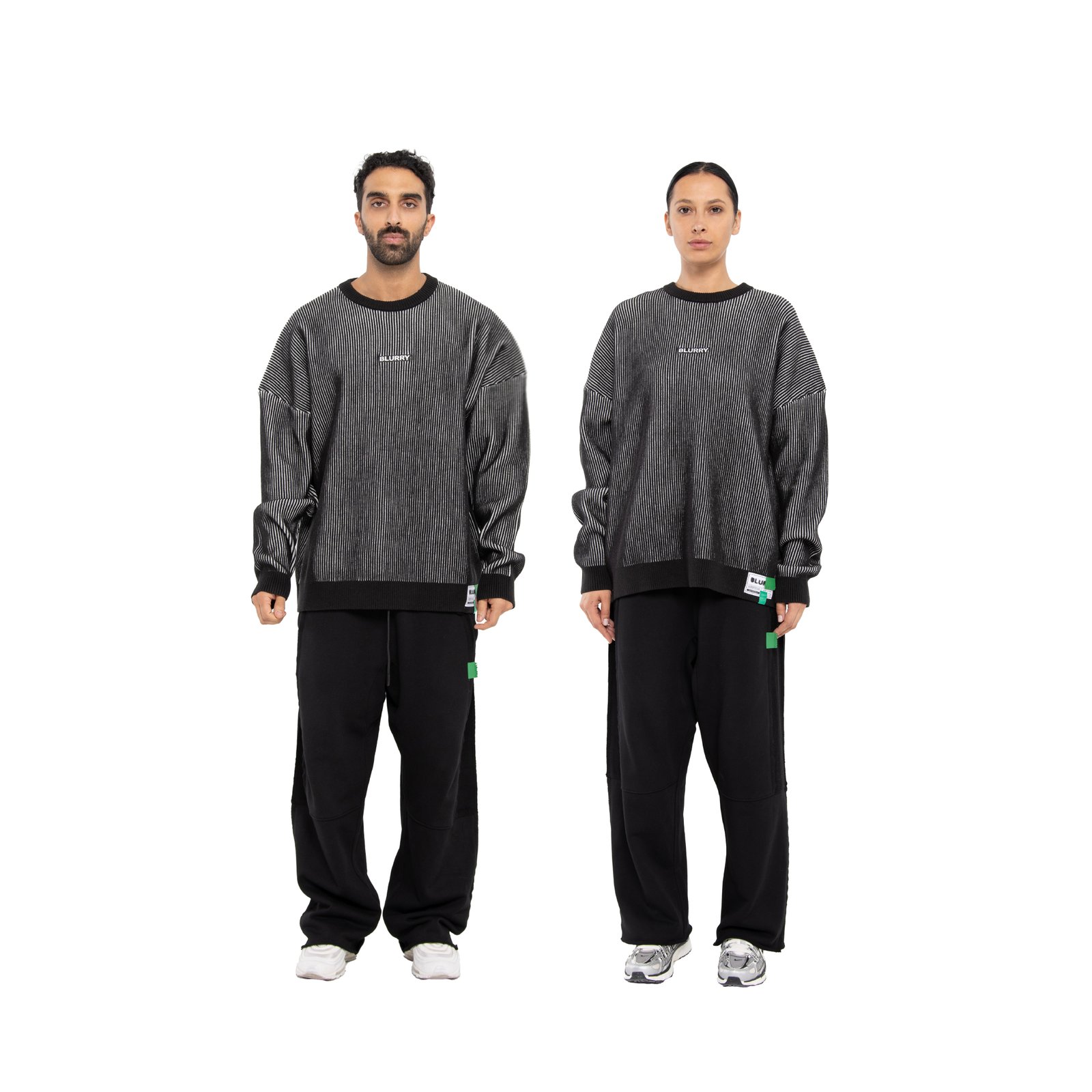 Black and White Knitted Sweater With B-Logo ( Unisex ) - Image 2