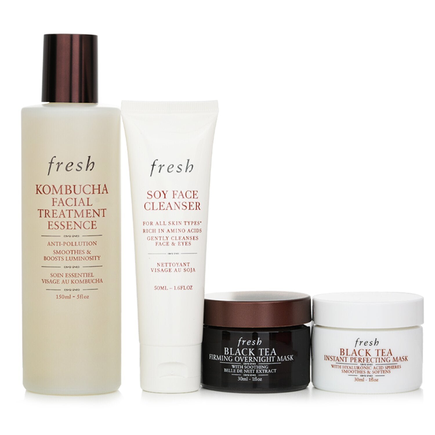 Black Tea Set: Soy Face Cleanser+Kombucha F.T. Essence+Instant Perfecting Mask+Firming Overnight Mask by Fresh - Image 2