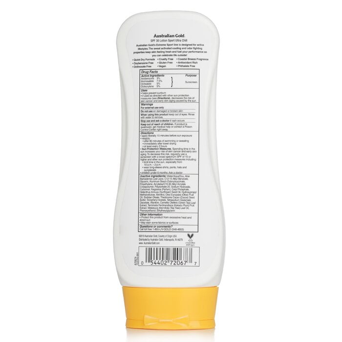 Extreme Sport Lotion with Ultra Chill SPF 30(Label slightly damaged) 237ml/8oz by Australian Gold - Image 3