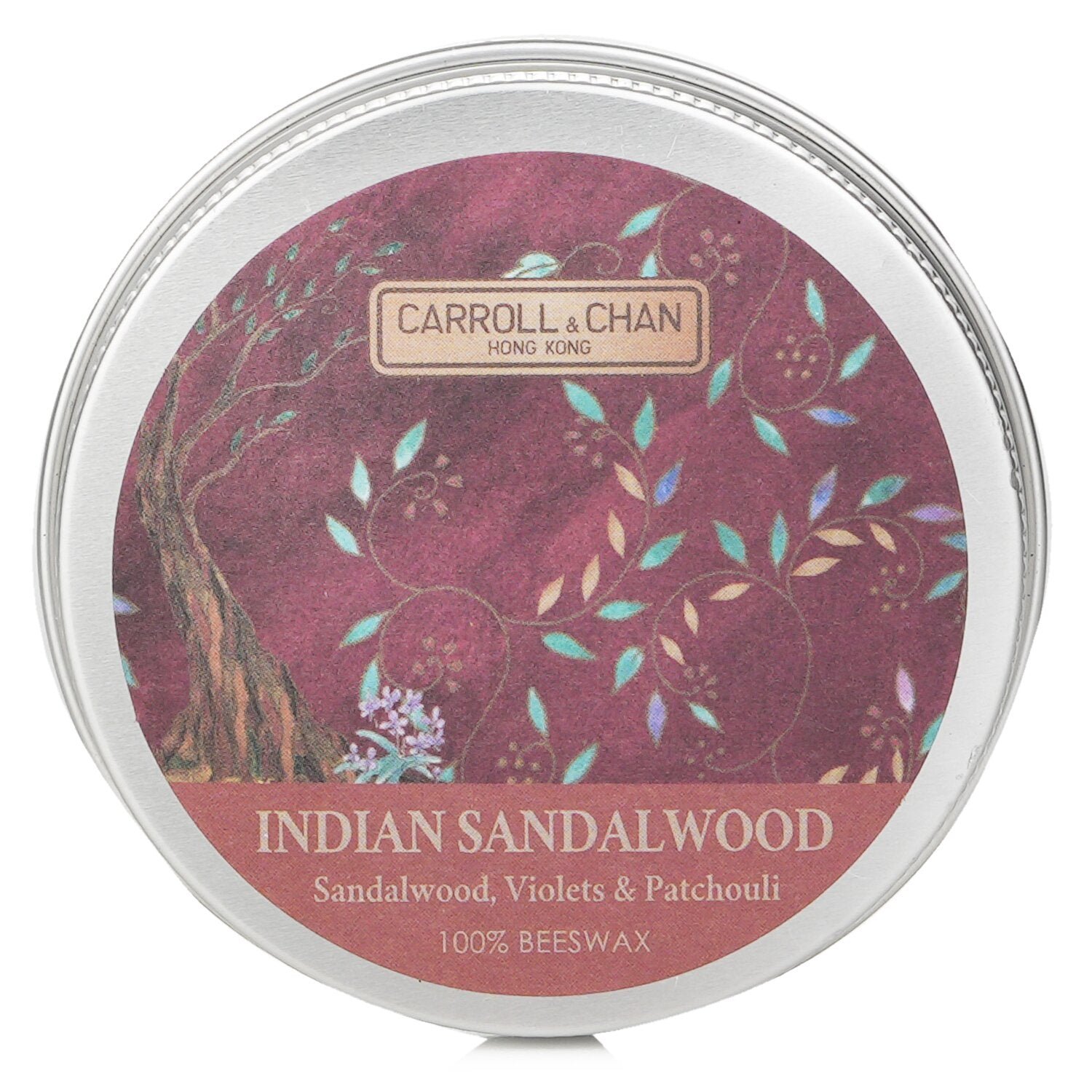 100% Beeswax Mini Tin Candle - # Indian Sandalwood (Sandalwood, Violets & Patchouli) by Carroll & Chan - Image 1