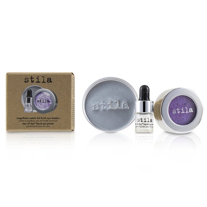 ظلال عيون Magnificent Metals Foil Finish مع برايمر سائل صغير يدوم طوال النهار - # Metallic Violet 2pcs من Stila - صورة 2