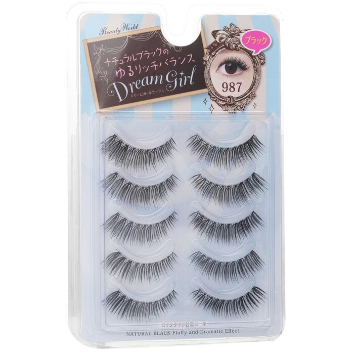 Dream Girl Nylon Eyelash - # 987 Natural Black 5pairs by Beauty World - Image 2