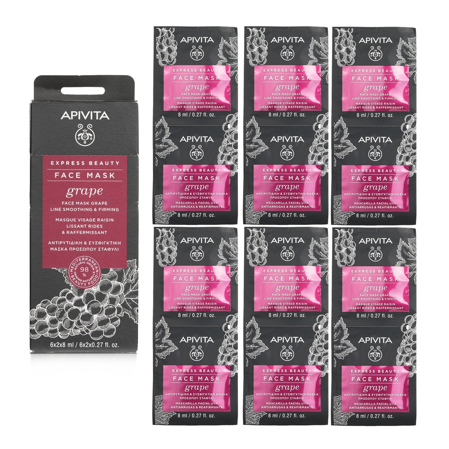 Express Beauty Face Mask with Grape (Line Smoothing & Firming) by Apivita - Image 1