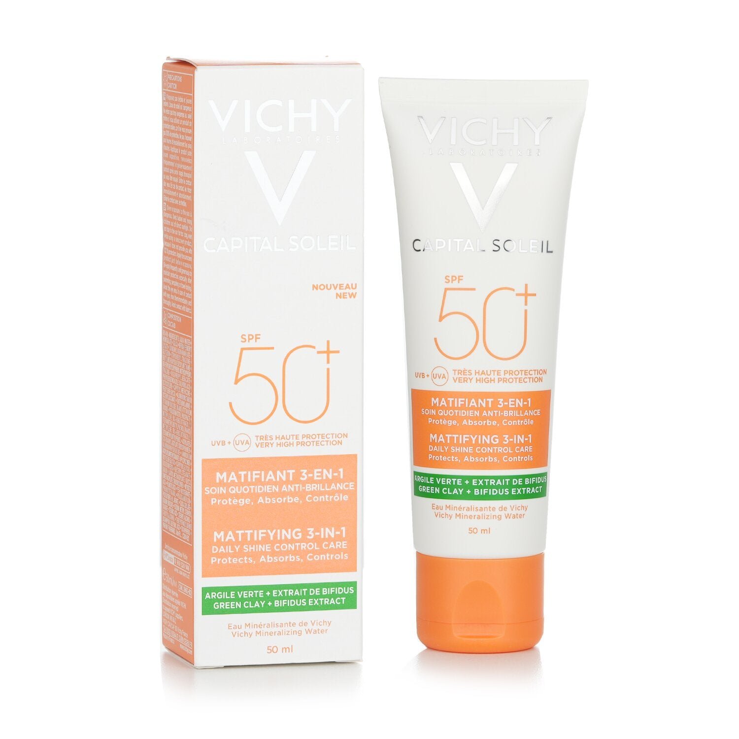 معالج مطفئ للتحكم في اللمعان 3 في 1 SPF 50 Capital Soleil - للوقاية والعناية والامتصاص من Vichy - صورة 2