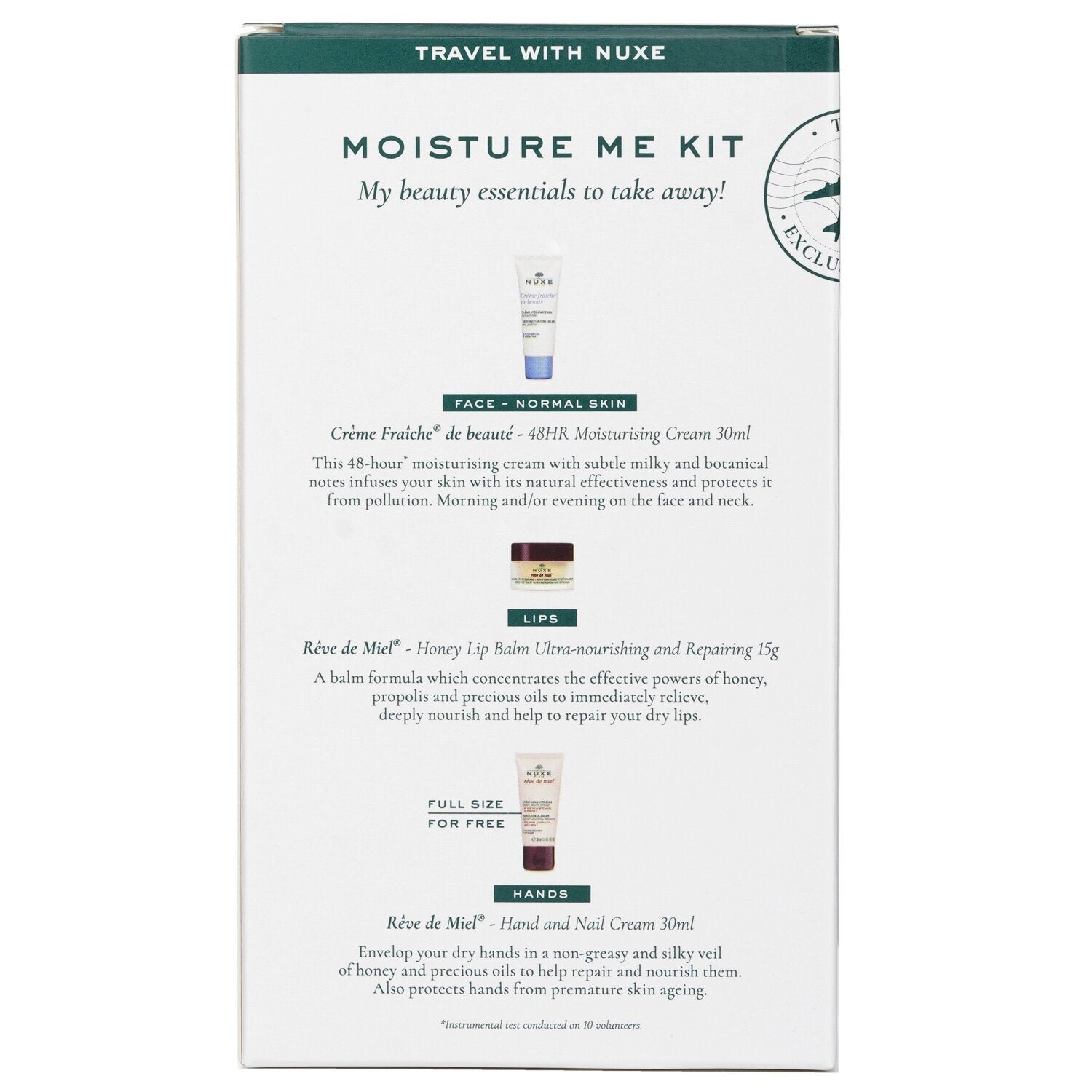 مجموعة Moisture Me: Creme Fraiche De Beaute كريم مرطب يدوم 48 ساعة 30 مل + Reve De Miel بلسم شفاه بالعسل 15 مل + Reve De Miel كريم لليدين والأظافر 30 مل من Nuxe - صورة 3